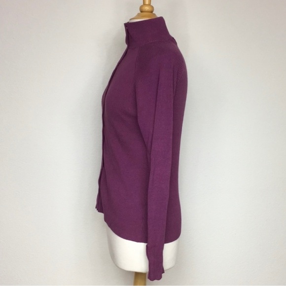 1775 Womens Mauve High Collar Ribbed Snap Button Long Sleeve Knit Top Size Large - Picture 4 of 14
